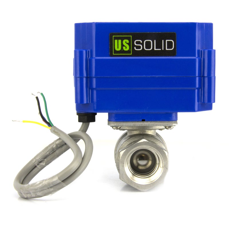 U.S. Solid 1/4" Motorized Ball Valve, Stainless Steel Electrical Valve with Full Port, 9-24V DC, 5 Wire Setup, Compatible with Indicator Lights for Open/Closed Position - Image 1